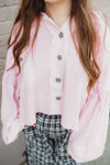 Raw Hem Hooded Jacket- Pink