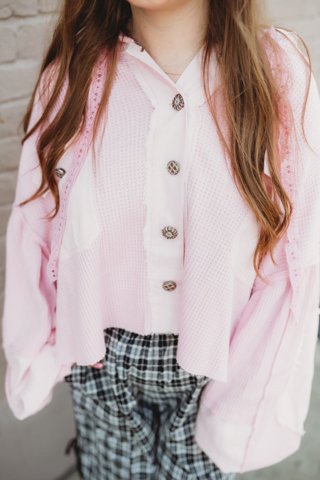 Raw Hem Hooded Jacket- Pink