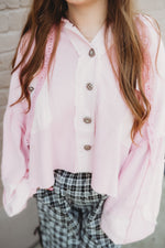 Raw Hem Hooded Jacket- Pink