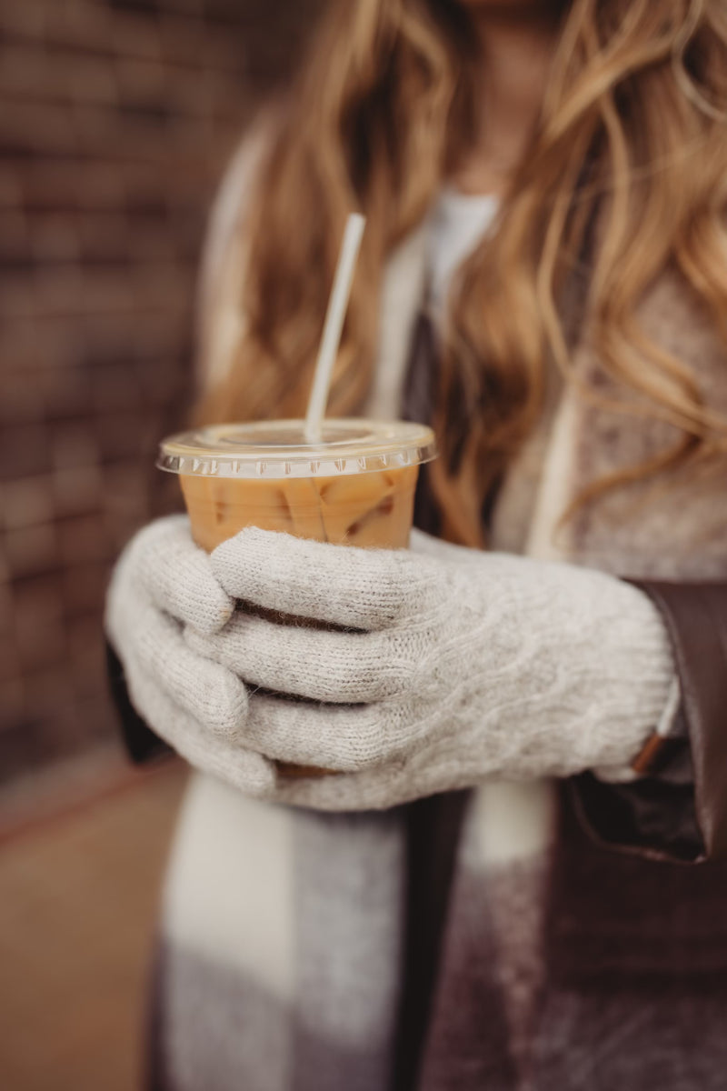 C.C Cable Knit Glove- Grey