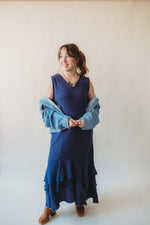 The Why Fringe Tiered Dress- Navy