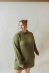 Cozy Up Fall Sweater Dress - Moss