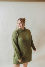 Cozy Up Fall Sweater Dress - Moss