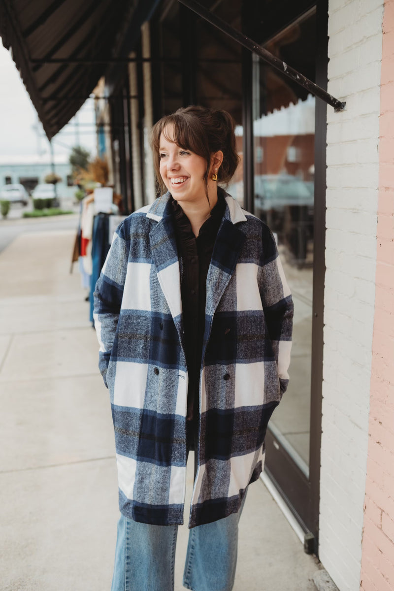 Autumnal Trench Coat- Blue