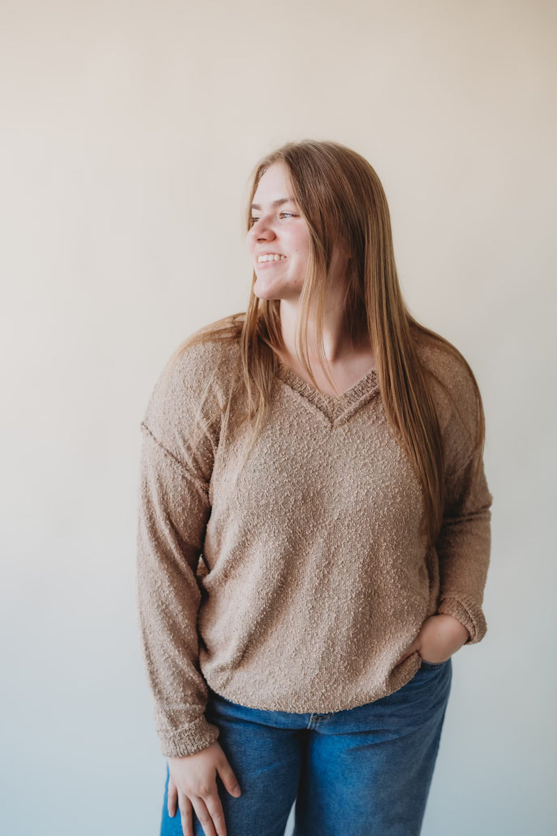 Raw Edge V-neck Sweater