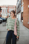 Candy Striped Sweater- Sage