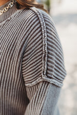 Washed Oversized Sweater- Brown