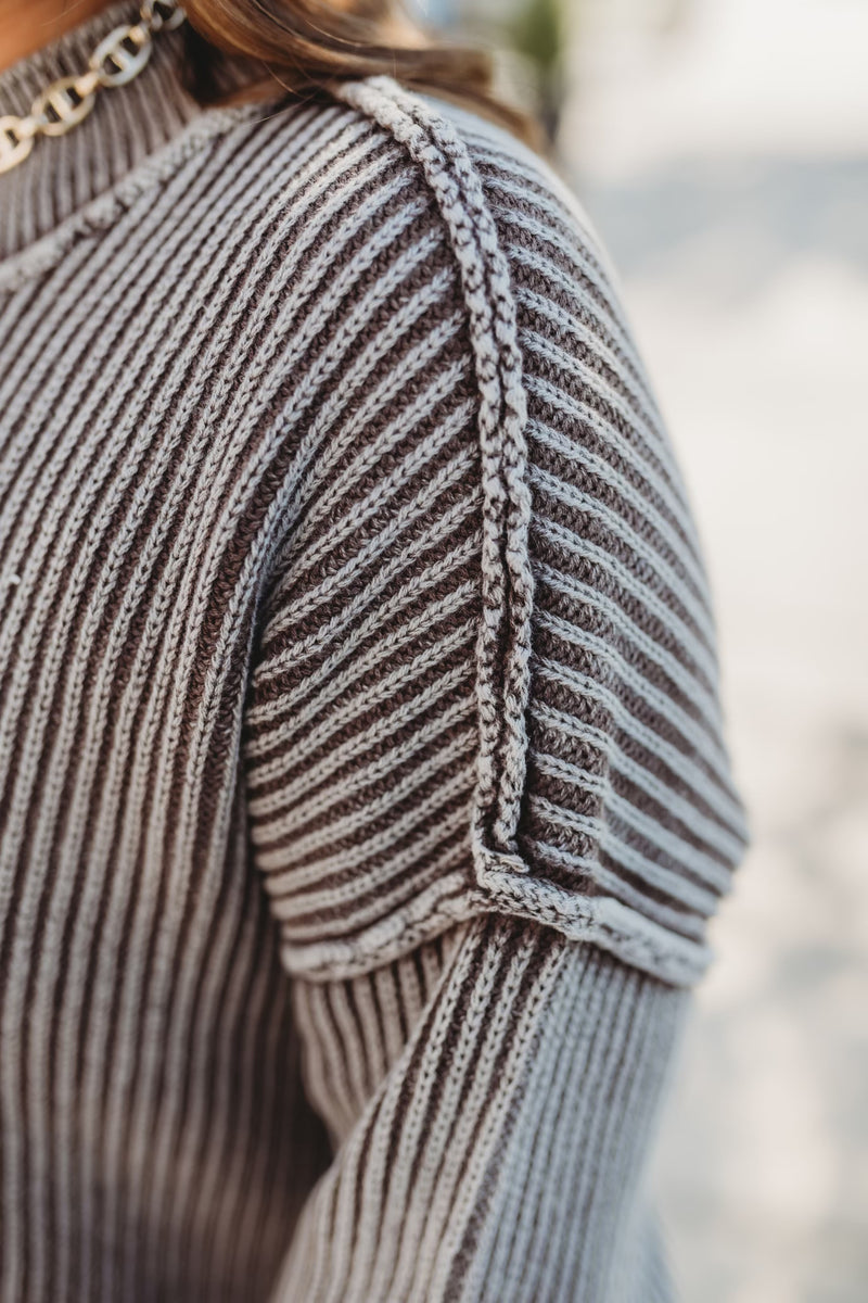 Washed Oversized Sweater- Brown