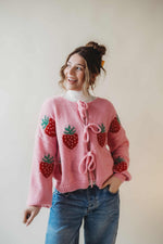 Blair Bow Cardigan-Strawberry