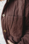 Quilted Long Sleeve Shacket- Brown