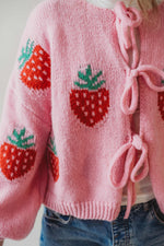 Blair Bow Cardigan-Strawberry