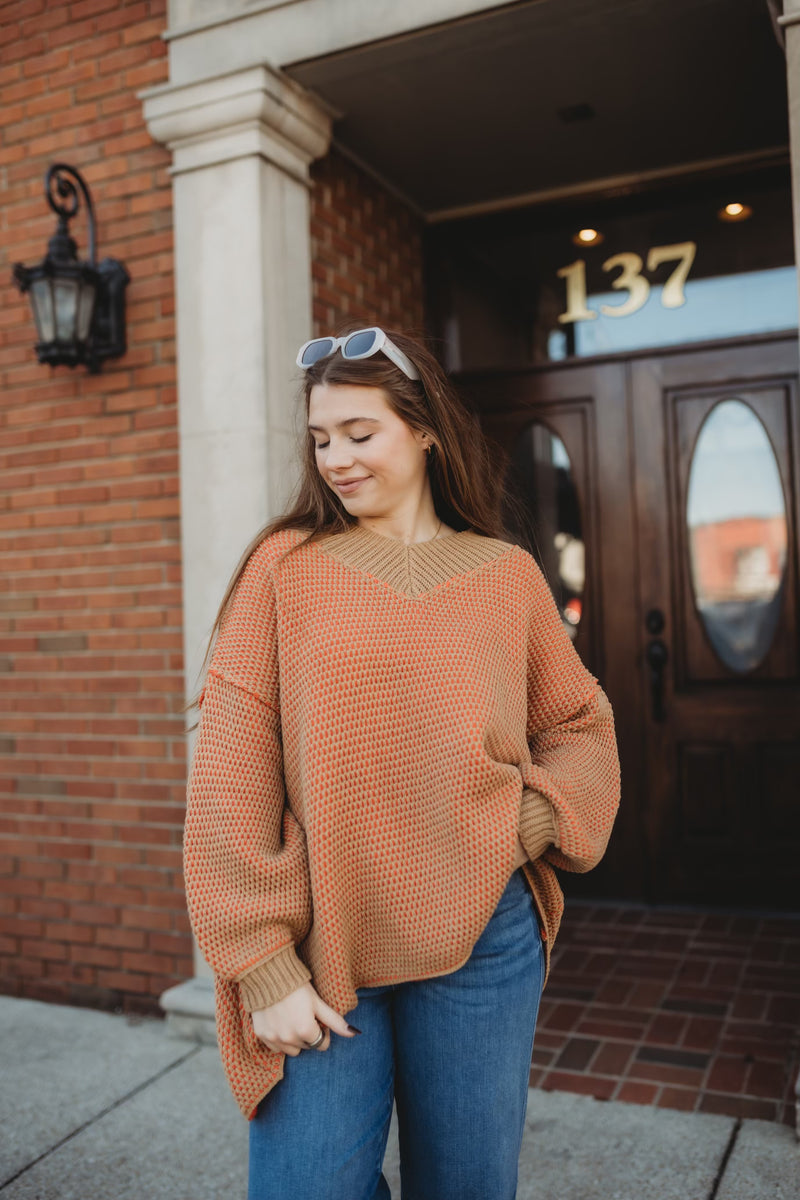 Tangerine Two Tone Sweater