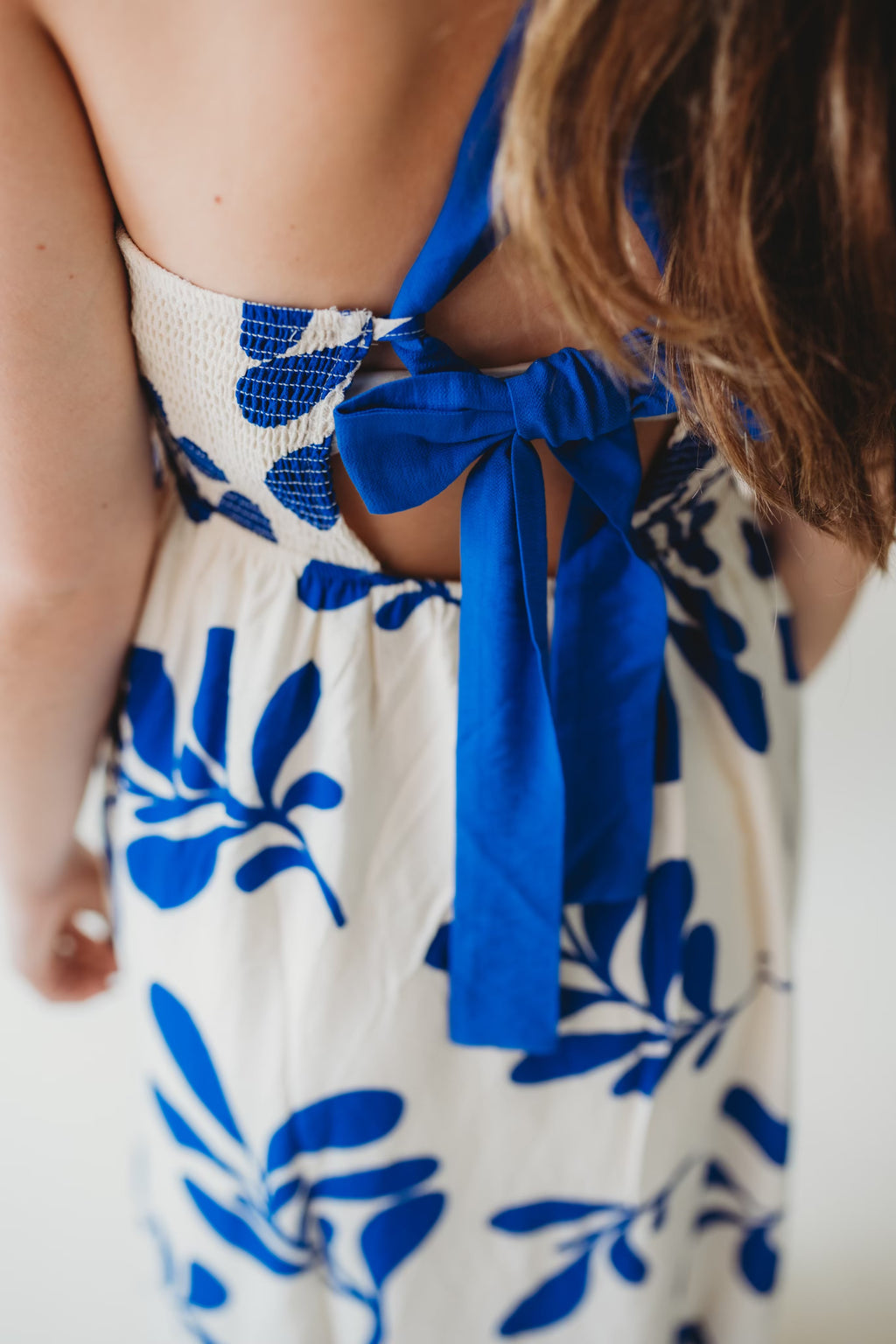 Leaf Print Midi Dress - Blue