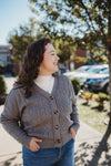 Chunky Cable Knit Cardigan- Grey