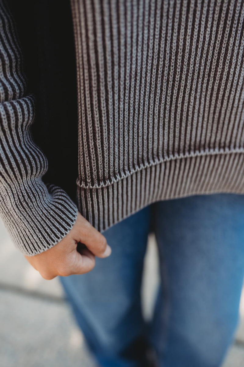 Washed Oversized Sweater- Brown