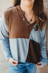 Color Block Long Sleeve Top- Blue