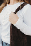 Everyday Ribbed Button Top- White