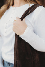 Everyday Ribbed Button Top- White