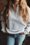 Terry Half Zip Sweatshirt- Grey