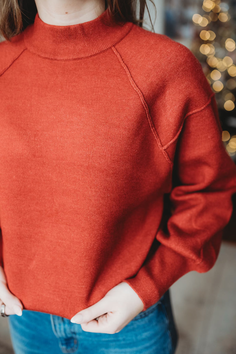 Cherry Mock Neck Sweater
