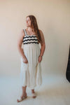 Wavy Sleeveless Midi Dress - Cream