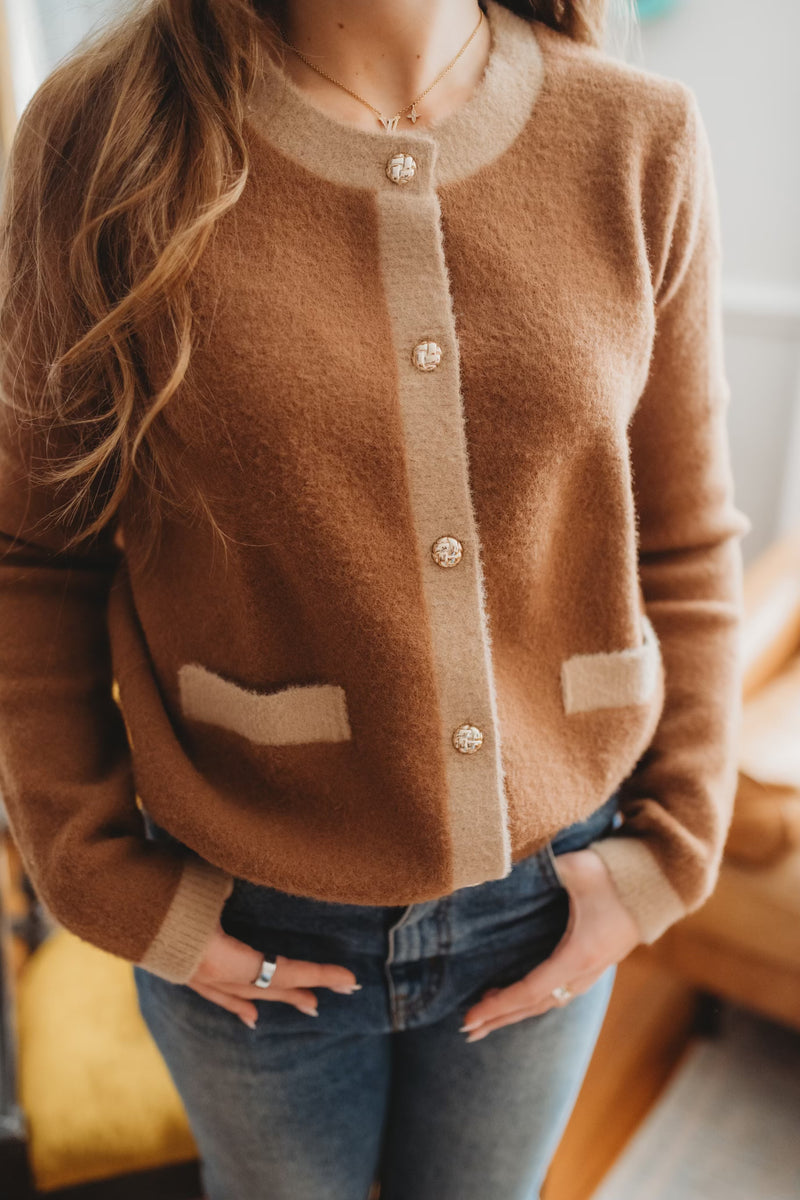 Latte Button Front Cardigan