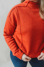 Halee High Neck Sweater Top - Red