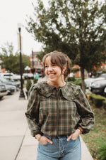Georgia Ruffle Blouse- Green