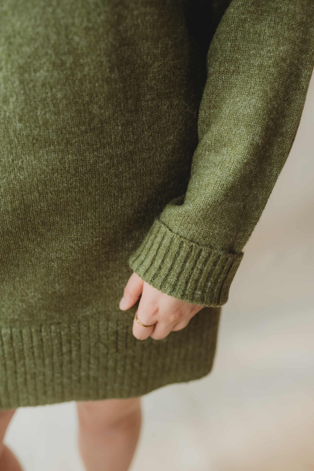 Cozy Up Fall Sweater Dress - Moss