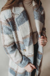 Plaid Oversized Trench Coat - Grey