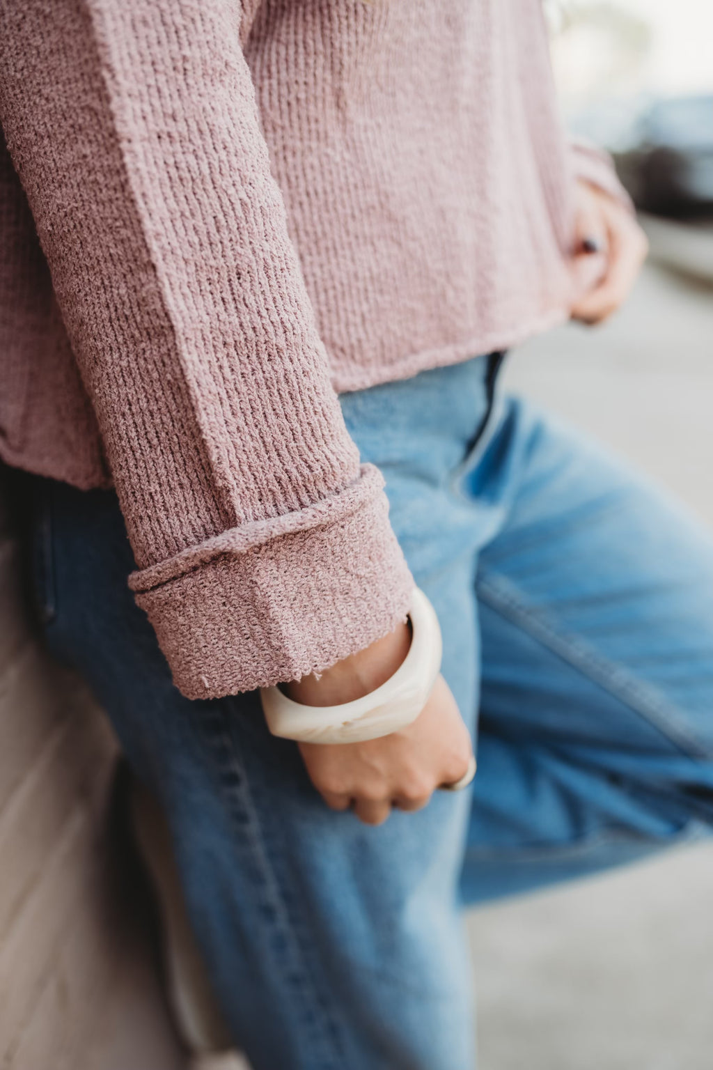 Asymmetric Hem Drop Shoulder Sweater - Light Rose