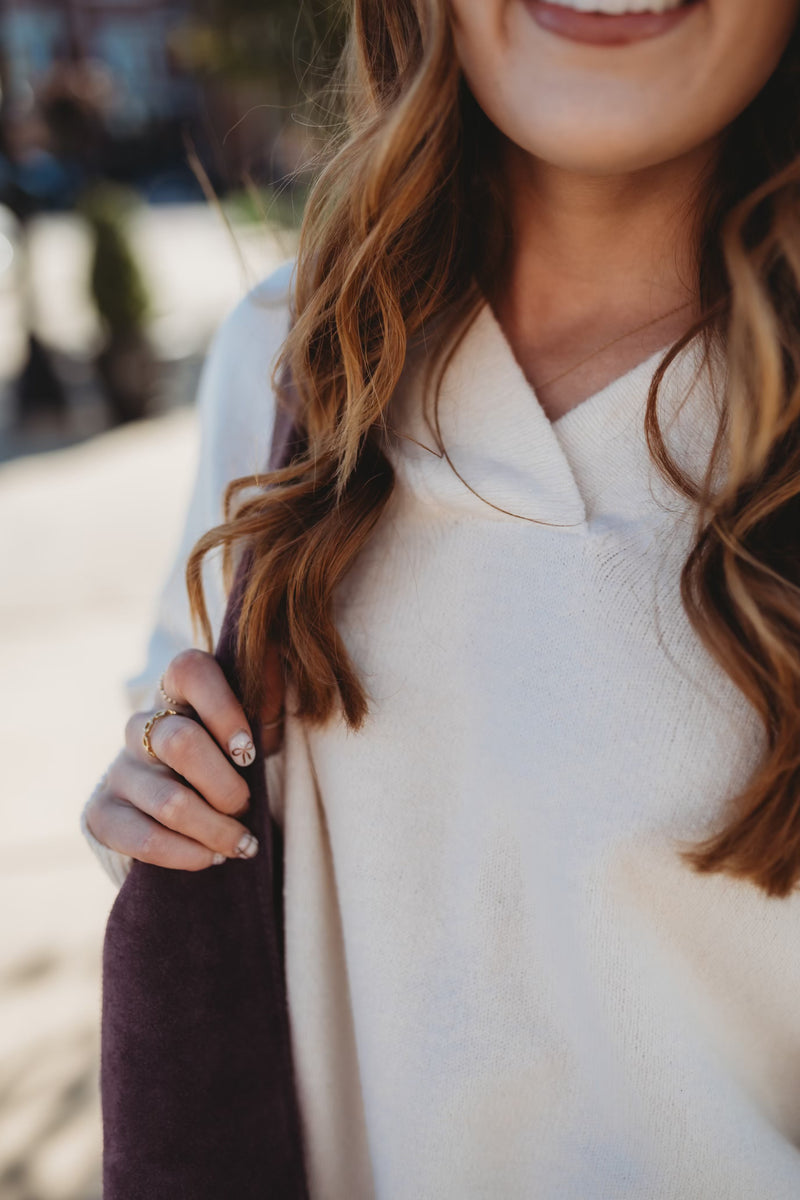 Wide Trim Sweater - Cream