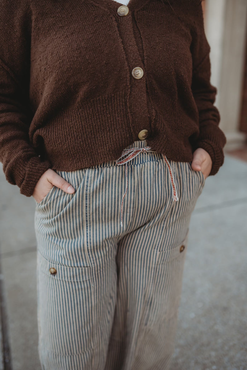 Simple Knit Cardigan- Brown