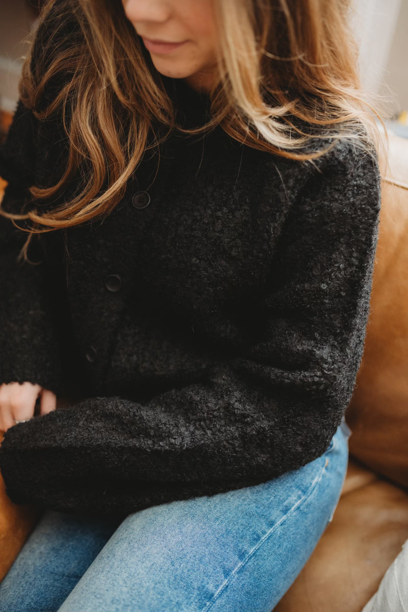 Charcoal Wool Cardigan Sweater