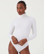 SPANX Suit Yourself Ribbed Long Sleeve Turtleneck Bodysuit -Parchment