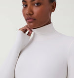 SPANX Suit Yourself Ribbed Long Sleeve Turtleneck Bodysuit -Parchment