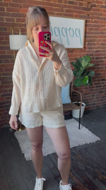 Textured Wave Beige Shorts