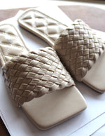 Tweed Slide Sandals -Bone