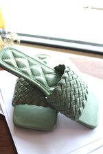 Tweed Slide Sandals -Sage
