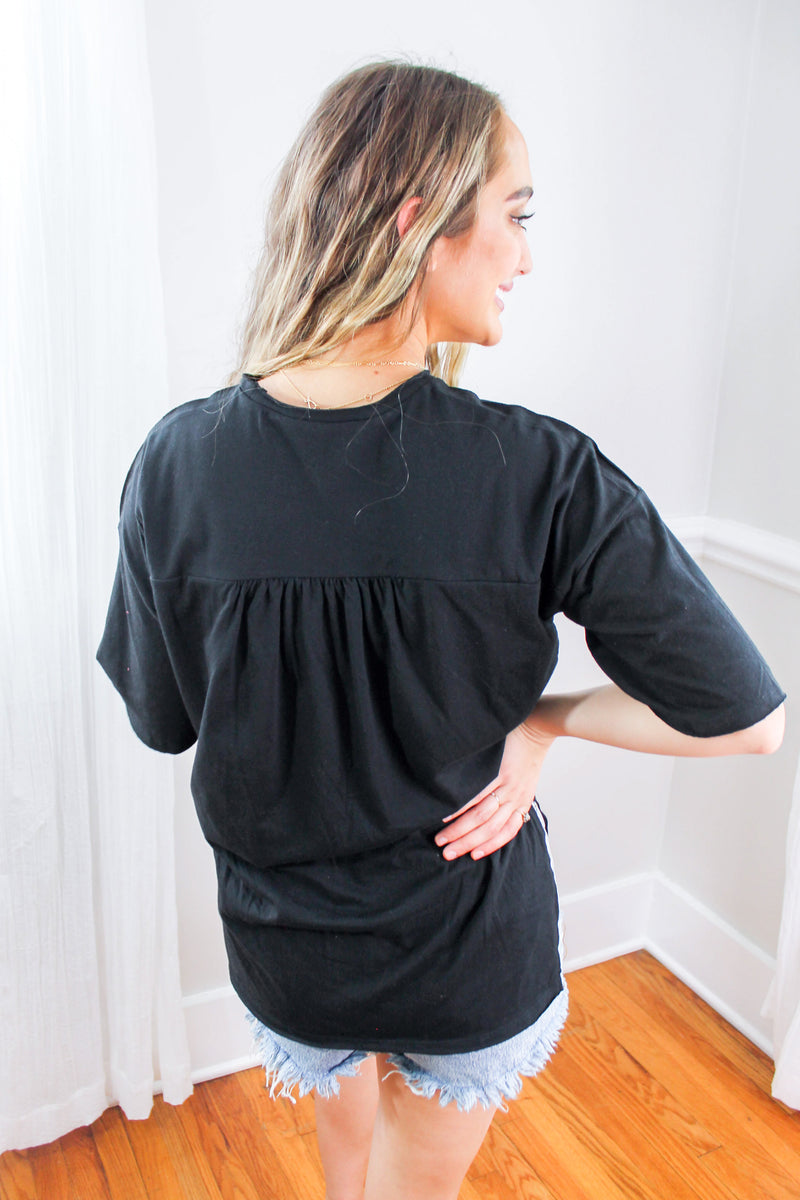 Oversized High-Low Soft Tee -Black