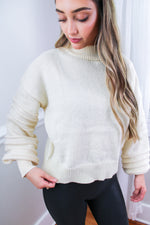Ciana Textured Sleeve Sweater -Cream